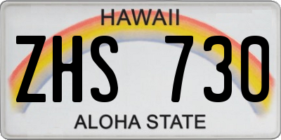 HI license plate ZHS730
