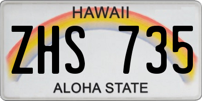 HI license plate ZHS735
