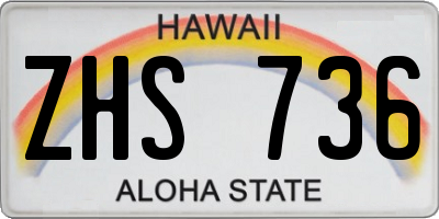HI license plate ZHS736