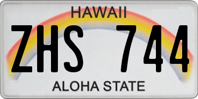 HI license plate ZHS744