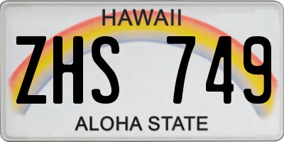HI license plate ZHS749