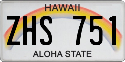 HI license plate ZHS751