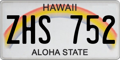 HI license plate ZHS752