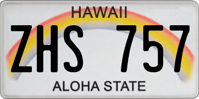 HI license plate ZHS757