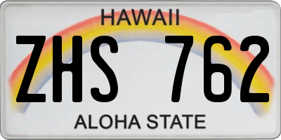 HI license plate ZHS762