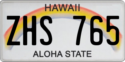HI license plate ZHS765