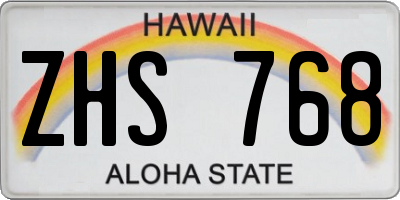 HI license plate ZHS768