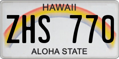 HI license plate ZHS770