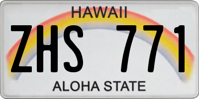 HI license plate ZHS771