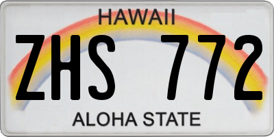 HI license plate ZHS772