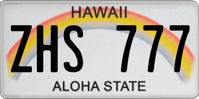 HI license plate ZHS777