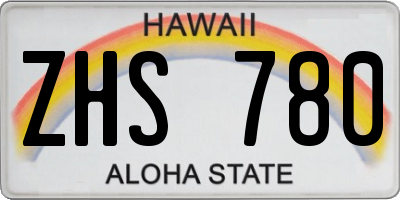 HI license plate ZHS780
