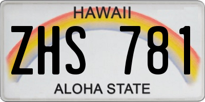 HI license plate ZHS781