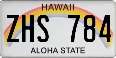 HI license plate ZHS784