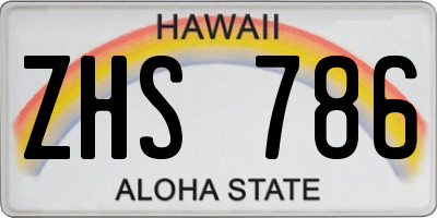HI license plate ZHS786