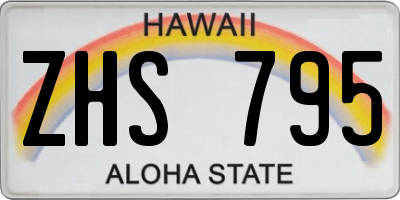 HI license plate ZHS795