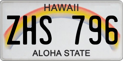 HI license plate ZHS796