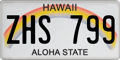 HI license plate ZHS799