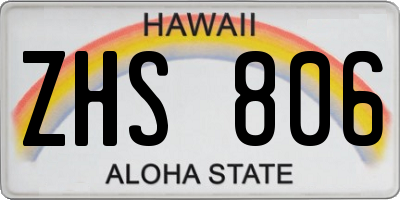 HI license plate ZHS806