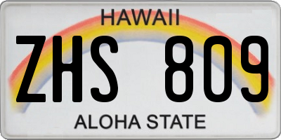 HI license plate ZHS809
