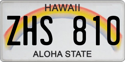 HI license plate ZHS810