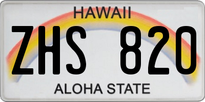 HI license plate ZHS820