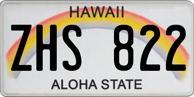 HI license plate ZHS822