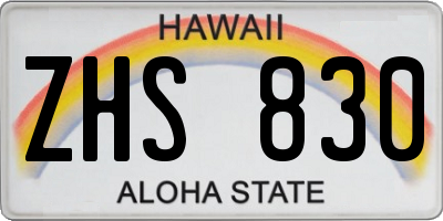 HI license plate ZHS830