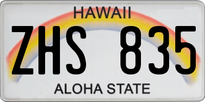 HI license plate ZHS835