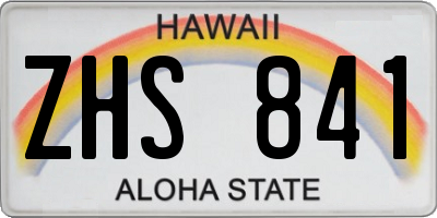 HI license plate ZHS841