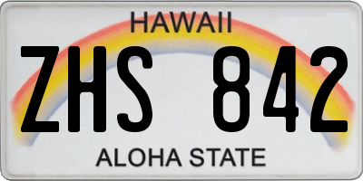 HI license plate ZHS842
