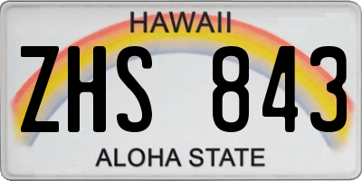 HI license plate ZHS843