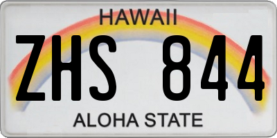 HI license plate ZHS844