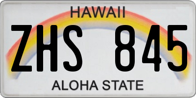 HI license plate ZHS845