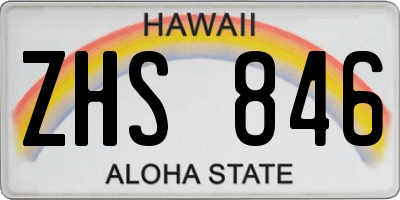 HI license plate ZHS846