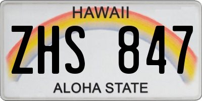 HI license plate ZHS847