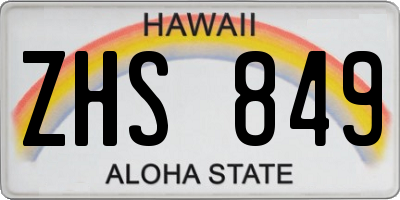 HI license plate ZHS849