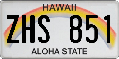 HI license plate ZHS851