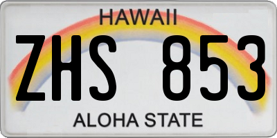 HI license plate ZHS853