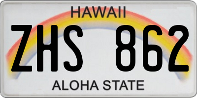 HI license plate ZHS862