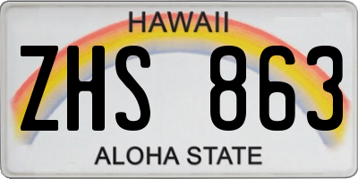 HI license plate ZHS863