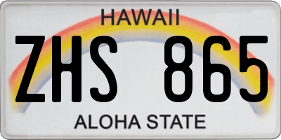 HI license plate ZHS865