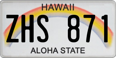 HI license plate ZHS871