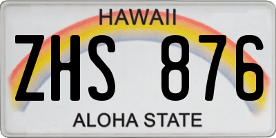 HI license plate ZHS876