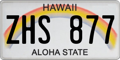 HI license plate ZHS877