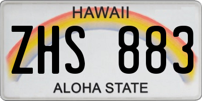 HI license plate ZHS883