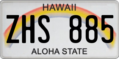 HI license plate ZHS885