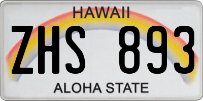 HI license plate ZHS893