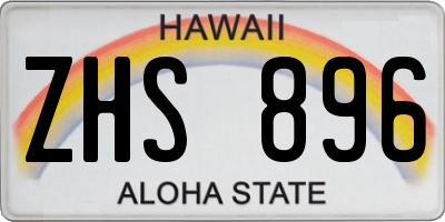 HI license plate ZHS896