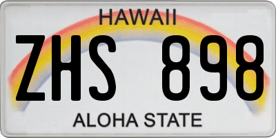 HI license plate ZHS898